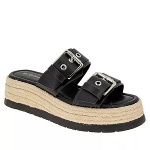 BCBG Scarla platform large buckle chunky platform espadrille open back sandals